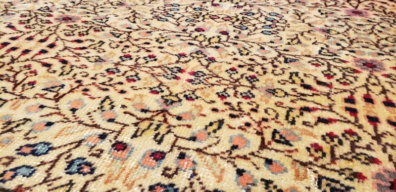 Exquisite Cr1930-1939s Antique Wool Pile Floral Patterned Bunyan Rug 6'7"×9'8" gallery