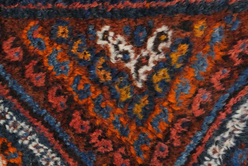 Antique Geometric Runner Rug 4x12 Vegetable Dye Hand-knotted Wool Traditional gallery