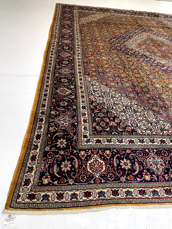 Antique Oriental Hand-Knotted Wool Area Rug Copper/Ivory/Navy Blue/Red 10' x 13' gallery