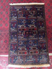 Authentic Afghan War Rug 3×5 ft Handmade Mosque Pictorial Landscape Wool