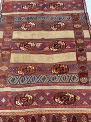 7 X 4’5 ft COLLECTORS’ ITEM Vintage Bukhara Turkoman Geometric Kilim Carpet Mix