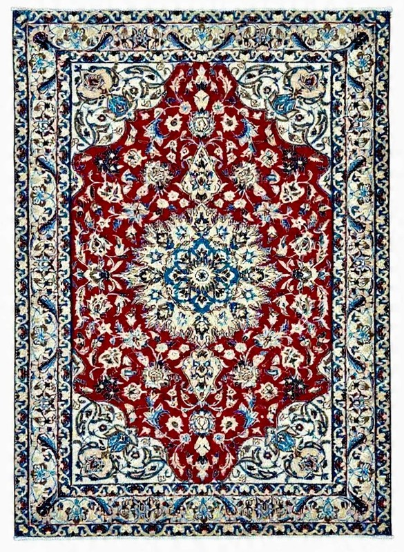 Vintage Nain Hand Knotted Wool Oriental Rug 4x6 Red Ivory Floral Area Rug Decor gallery
