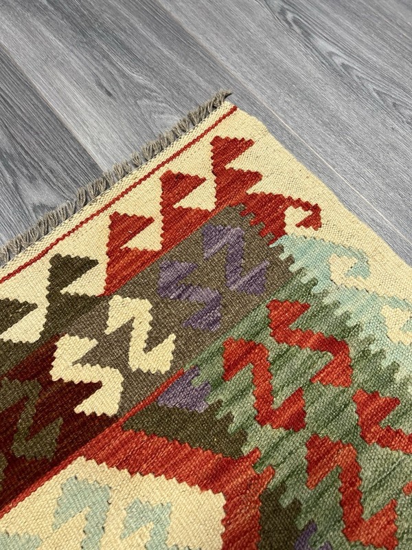 Handmade Kilim Runner wool natural colours Afghan Traditional 288cmx88cm gallery