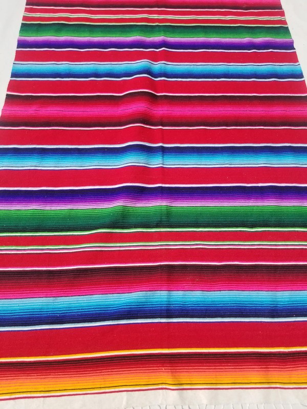 Vintage Traditional Handmade Mexican Saltillo Serape Wool Multi Kilim 6.4x3.9ft gallery