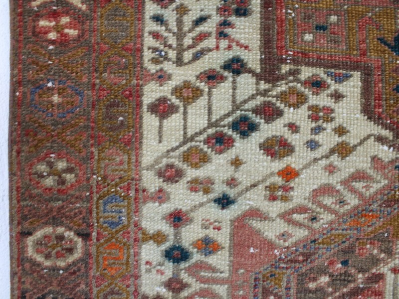 3x14 Ft Brtown White Runner Rug, Handmade Turkish Rug, Vintage Runner, 2.8x13.7 gallery