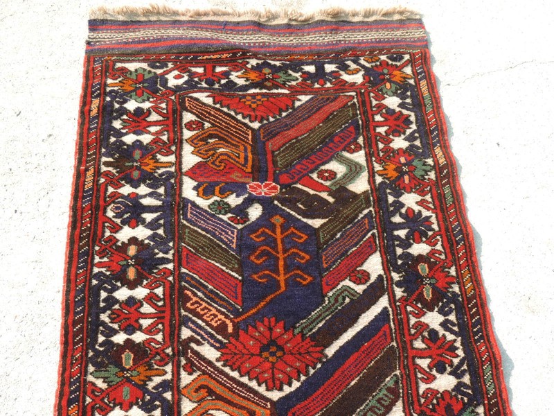 3x12ft. Gul E Burgista Pile and Flatweave Wool Runner gallery