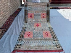 3’10×7’6 ft Silk Afghan Sumak Kilim Rug Hand Woven Tribal Oriental Bedroom rug