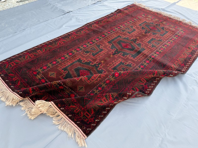 Brown Hand Knotted Afghan Baluchi Rug 4x8 ft Antique Persian Style Tribal Carpet gallery