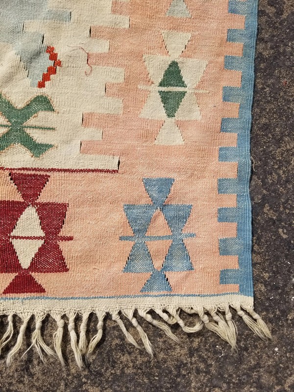 Vintage Traditional Handmade Anatolian Turkish Wool Multicolor Kilim 5.8x3.9 ft gallery