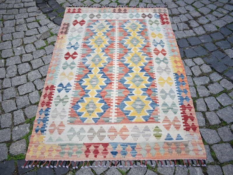 Afghan Rug 43'' x 64'' Tribal Flat Woven Rug Muted Dye Rug Home Decor Wool Rug gallery