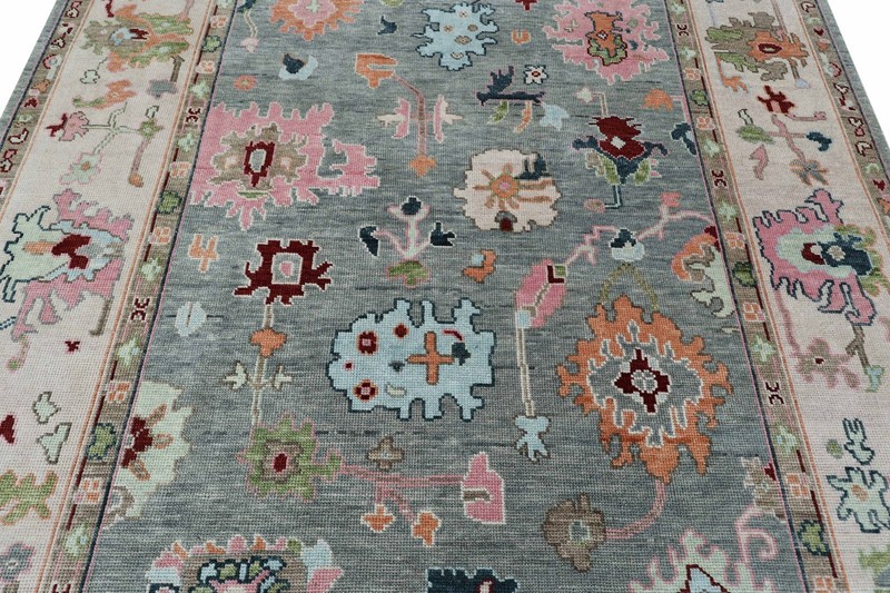 9x12 ft Gray/ Ivory Hand made Oushak Living Area Rugs, Oriental Floor Carpet gallery
