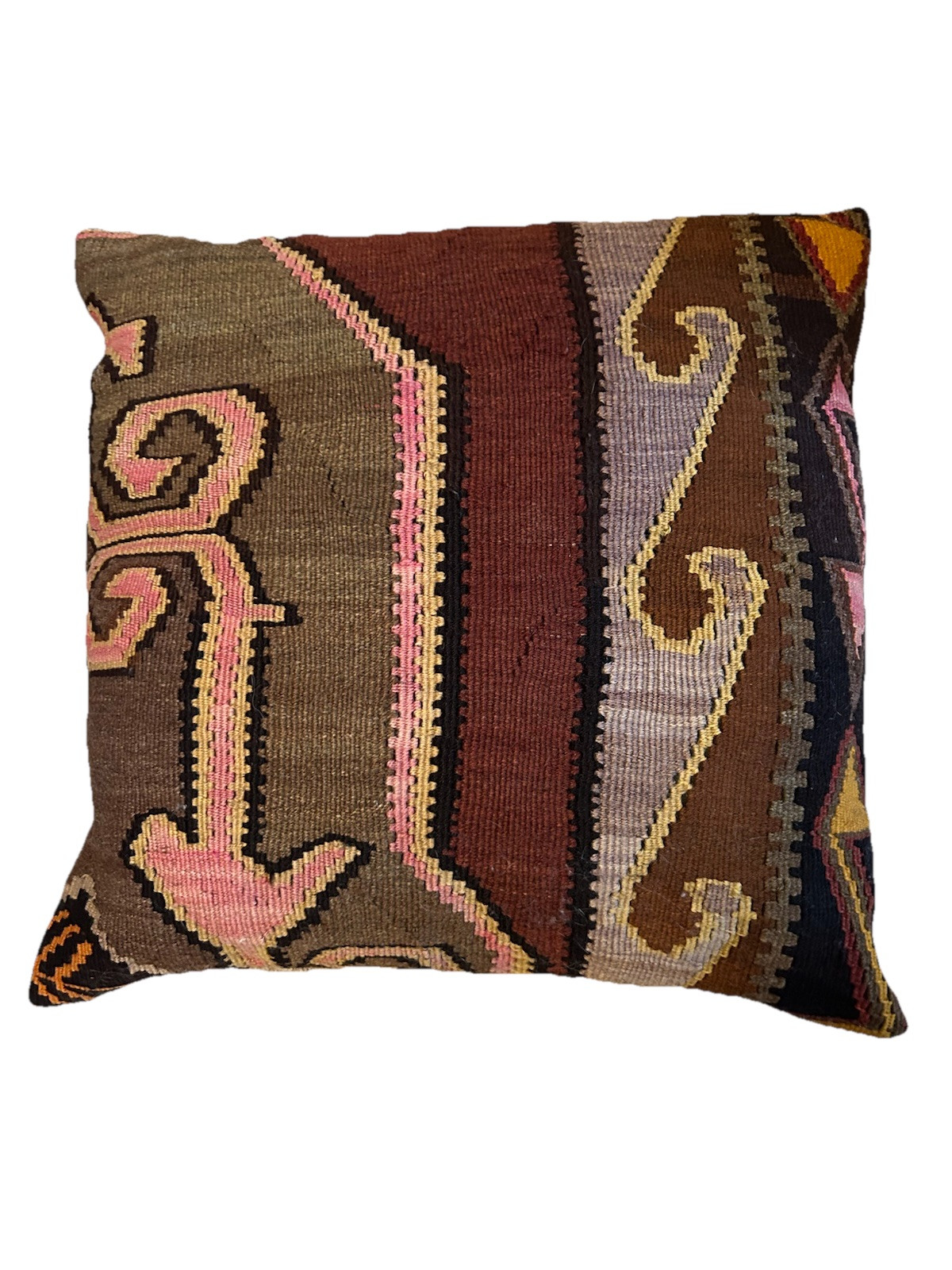 Vintage Kilim Rug Pillow 24"X24" Kurdish /Turkish woven rug converted to pillow. gallery