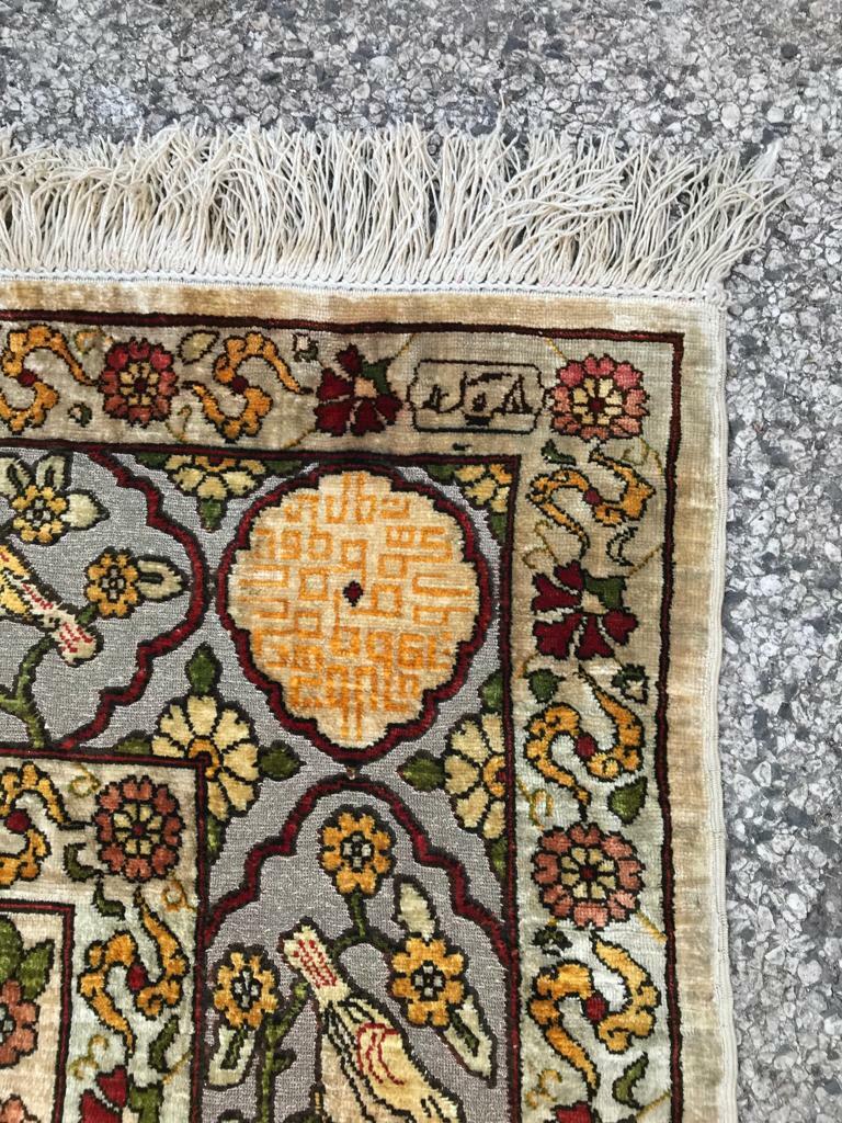 SILK METALLIC TURKISH UZBEK HEREKE RUG Circa : 1950's gallery