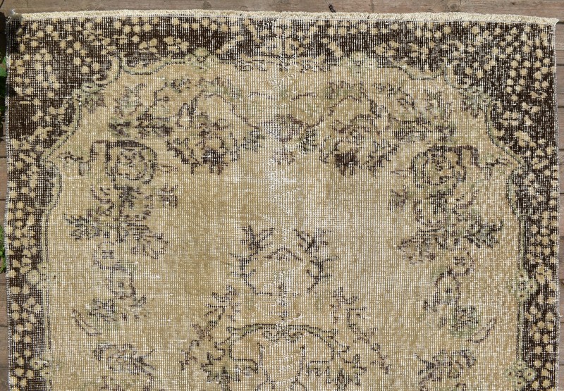 Turkish Rug 46''x86'' Vintage Light Muted Color Oushak Floral Carpet 119x219cm gallery