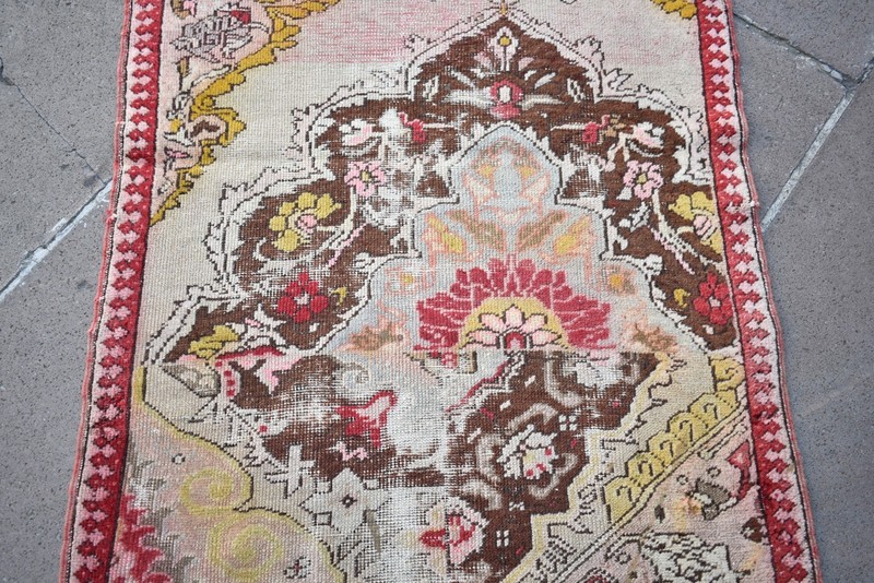 Fabulous Antique Turkish Example Rug 29'' x 49'' Collector's Item Worn Wall Rug gallery