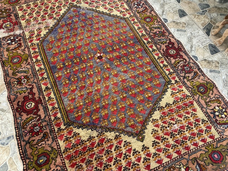 1960s Geometric Turkish Vintage Area Tribal Handmade Anatolian Rug 4.5x6.8 ft gallery