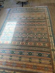 Vintage Nepal, 6’x9’ Tibetan Geometric Pattern, Hand Knotted Wool Rug