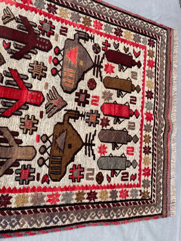 2'11x4'4 Ft Vintage Afghan Baluchi Inspired Tribal Pictorial Kilim Area Rug gallery
