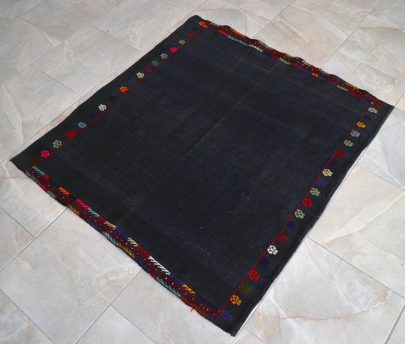 4x4 ft Rug.Turkish Kilim Rug - Hand Woven Cotton Kilim Rug Jajim Sofreh 45"x49" gallery