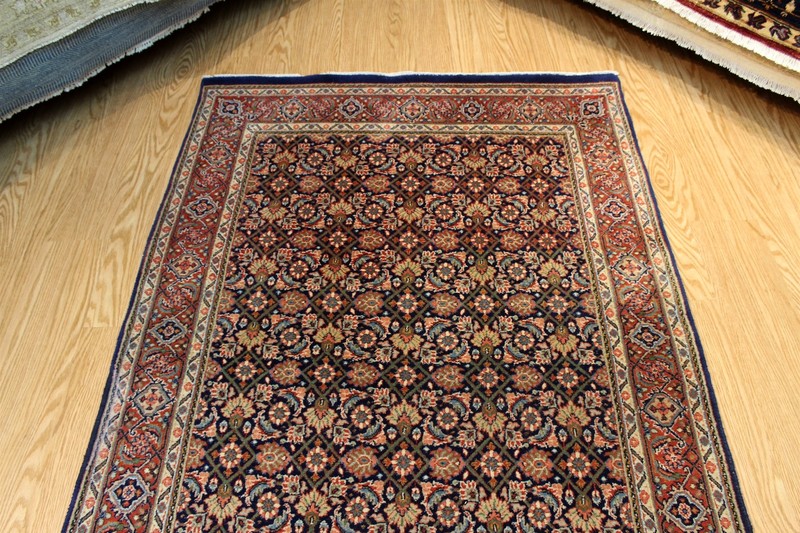 4X6 Ft. HANDMADE WOOL RUG BIDJAR DESIGN TRADITIONAL DESIGN dark-blue-background gallery