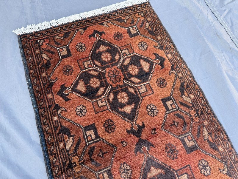Vintage Turkmen Bukhara Rug 2x5 Soft Wool Runner Handmade Nomadic Laundry Rug gallery