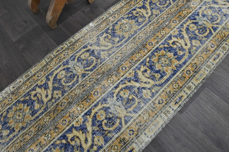 Vintage Turkish Runner Rug 2x5ft Wool Anatolian Handmade Hallway Oushak ORANGE gallery