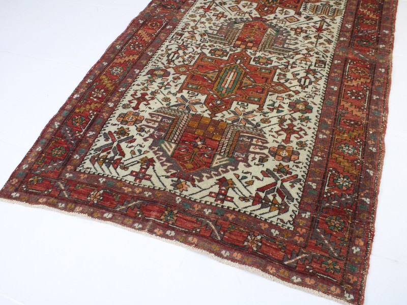 4x13 ft Red White Runner | Handmade Extra Long Oriental Runner Rug | 3.7x12.9 gallery