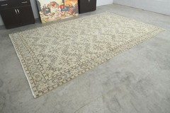 7×11 Turkish Large Area Rug Hand-Knotted Oversize Vintage Oushak Wool Rug,747