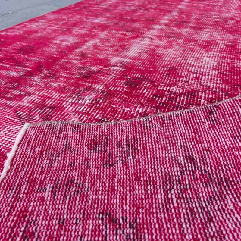 Turkish Vintage Red Overdyed Area Rug 3.41 x 6.4 ft, 3x6 Handmade 104 x 195 cm gallery