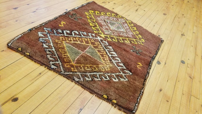 Primitive Antique 1940-1950s Wool Pile, Wool Color Kurdish Tribal Rug 2'3''x3' gallery