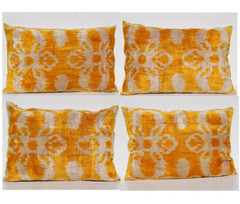 21×15 yellow handmade case 4 rectangle pillows cushion uzbec silk velvet pillows