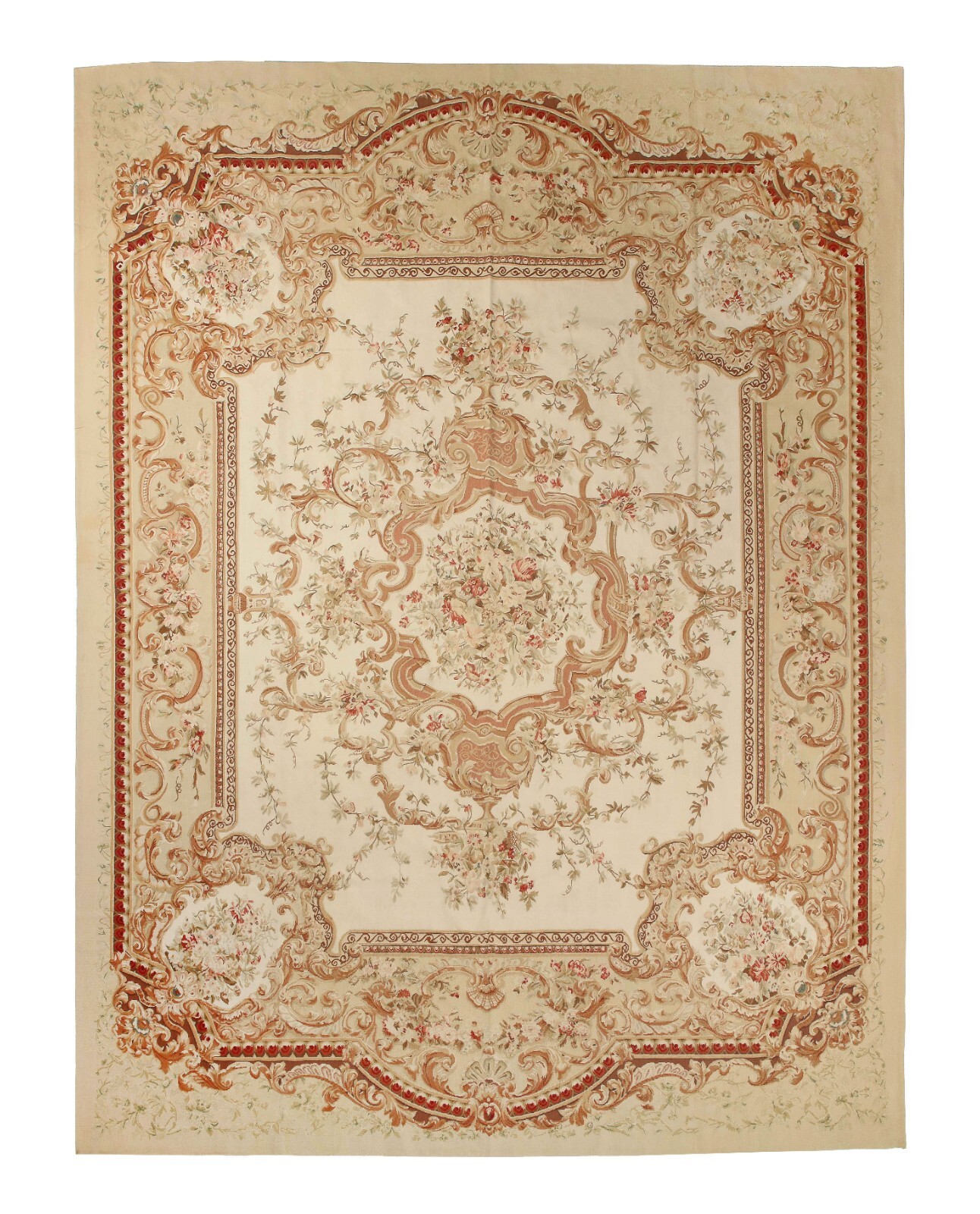 Flowers and Garlands French Aubusson Rug 19th Century, 1920's, France gallery