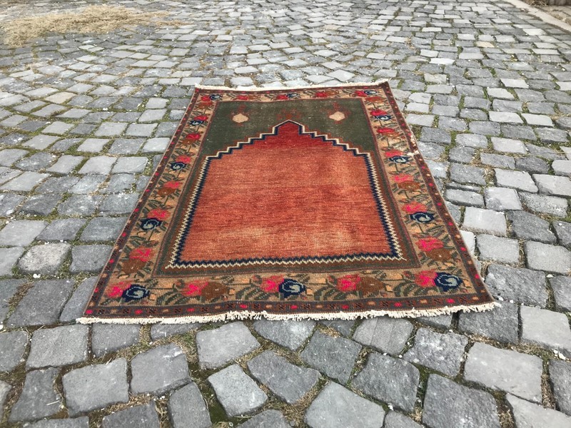 Turkish Antique rug Bohemian Area rug Oushak rug Vintage Rug Handmade Wool rug gallery