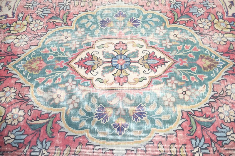 Semi-Antique Distressed Handmade Tribal Floral Oriental Rug Carpet 9'6x12'3 Ft gallery