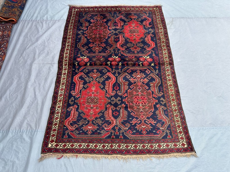 4'2x6'5 ft Vintage Afghan Baluchi Rug Hand Knotted Wool Tribal Living Room Rug gallery