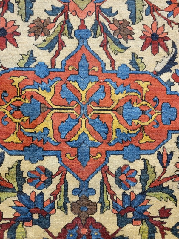 Antique Oriental Hand-Knotted Wool Area Rug Unique Bakhtiari Ivory 11'5" x 16'3" gallery