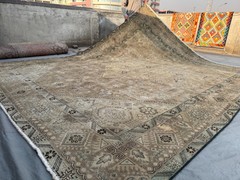 10×12 Low Pile Distressed Rare Turkish Rug Terracotta Faded Oversized palace Rug