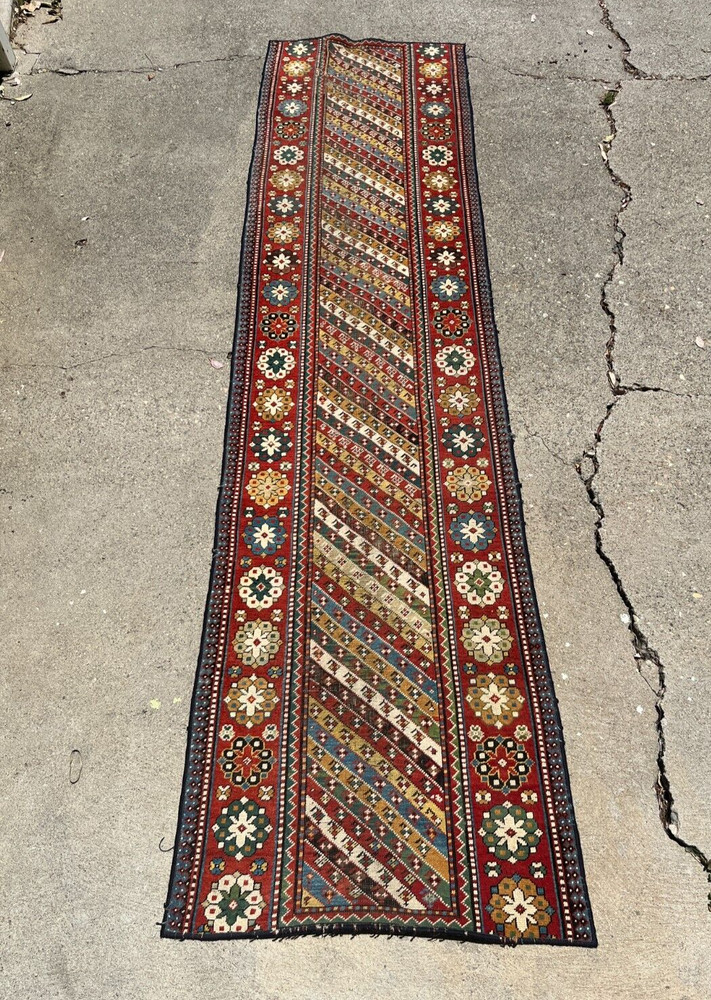 Antique 19th Century Gendje Caucasian Runner Rug 2'11" x 11'7"