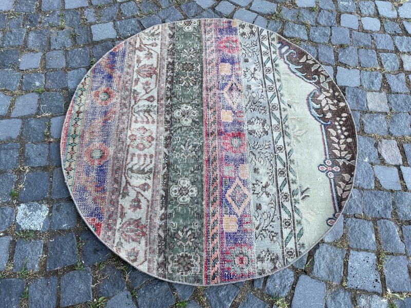 Home Decor Rug, Turkish Vintage Rug, Boho Decor Rug, 3,8 x 3,8 ft gallery
