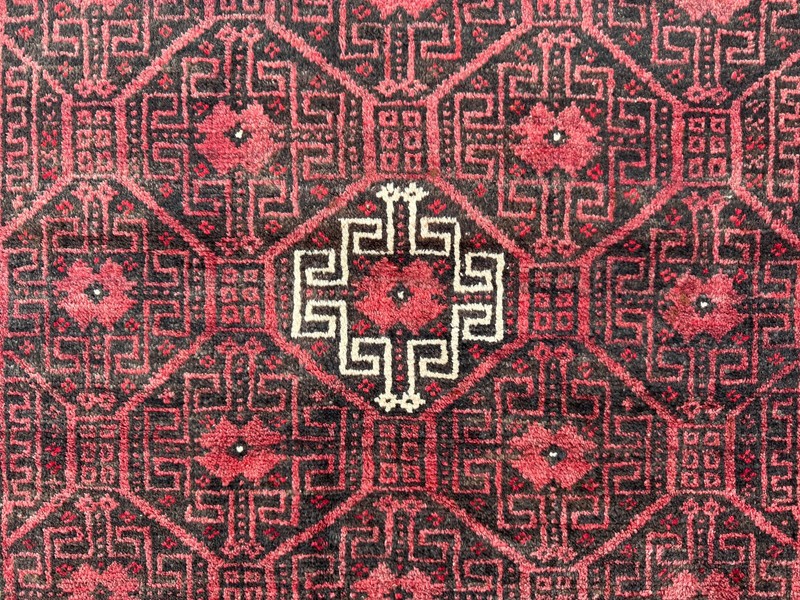 VINTAGE CLEANED BALUCHI RUG HANDMADE EASTERN WOOL TRIBAL RED CARPET 6' x 3'3" gallery