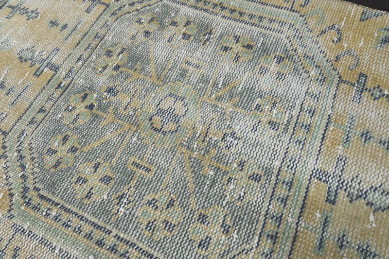 Vintage Turkish Runner Rug 2x11ft Wool Anatolian Handmade Hallway Oushak YELLOW gallery