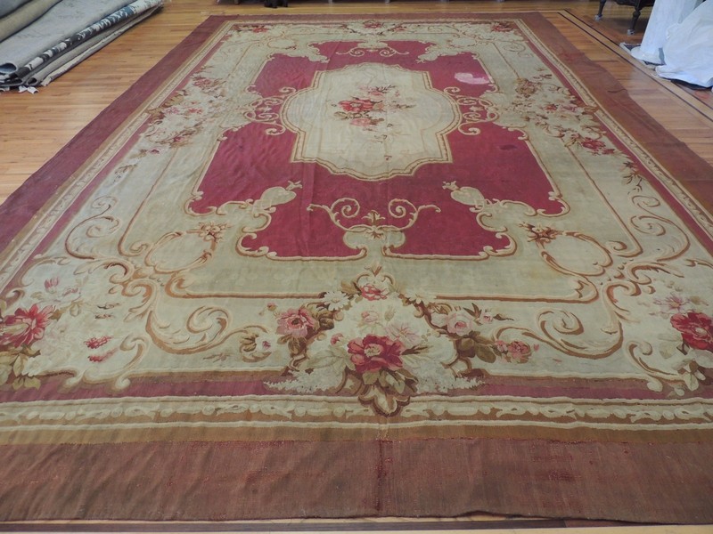 11x16 RARE Genuine Antique French Aubusson Oriental Rug ca1880 RED France gallery