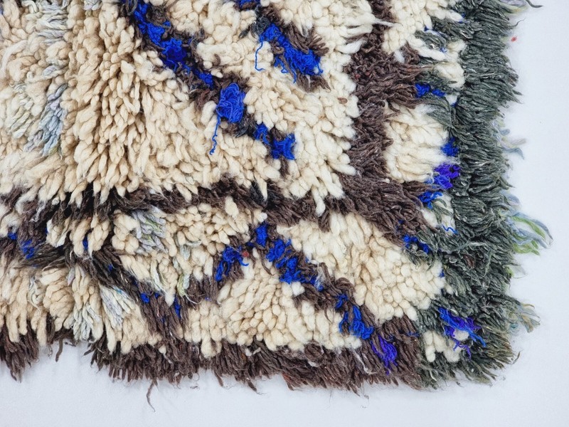 Moroccan Handmade Vintage Rug 3'x7' Berber Abstract Taupe Wool and Cotton Rug gallery