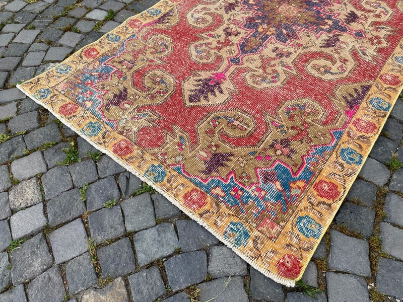 Handmade rug,Turkish rug,Wool rug,Bohemian area rug,Home decor 4,1 x 7,3 ft gallery