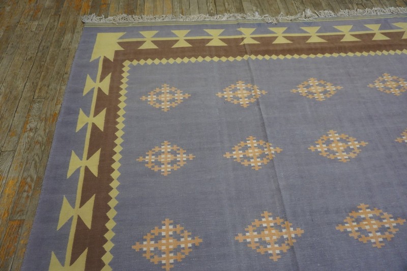 10X16 Vintage Indian Dhurries Blue Cotton Area Rug 1935 gallery