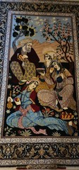 Serafian Oriental Pictorial Rug 1.7 x 1 Kork Wool on Silk Blue Handmade 400 KPSI