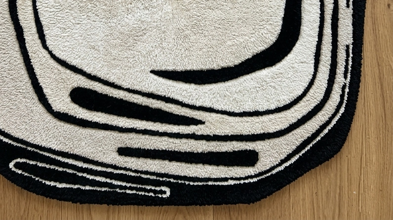 Modern area rug irregular rug black & beige rug monochrome rug line art rug gallery