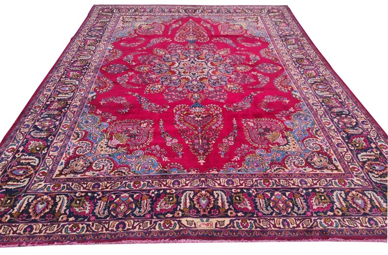 Genuine Hand Knotted Vintage Mashoud Wool Area Rug 13 x 10 Ft gallery