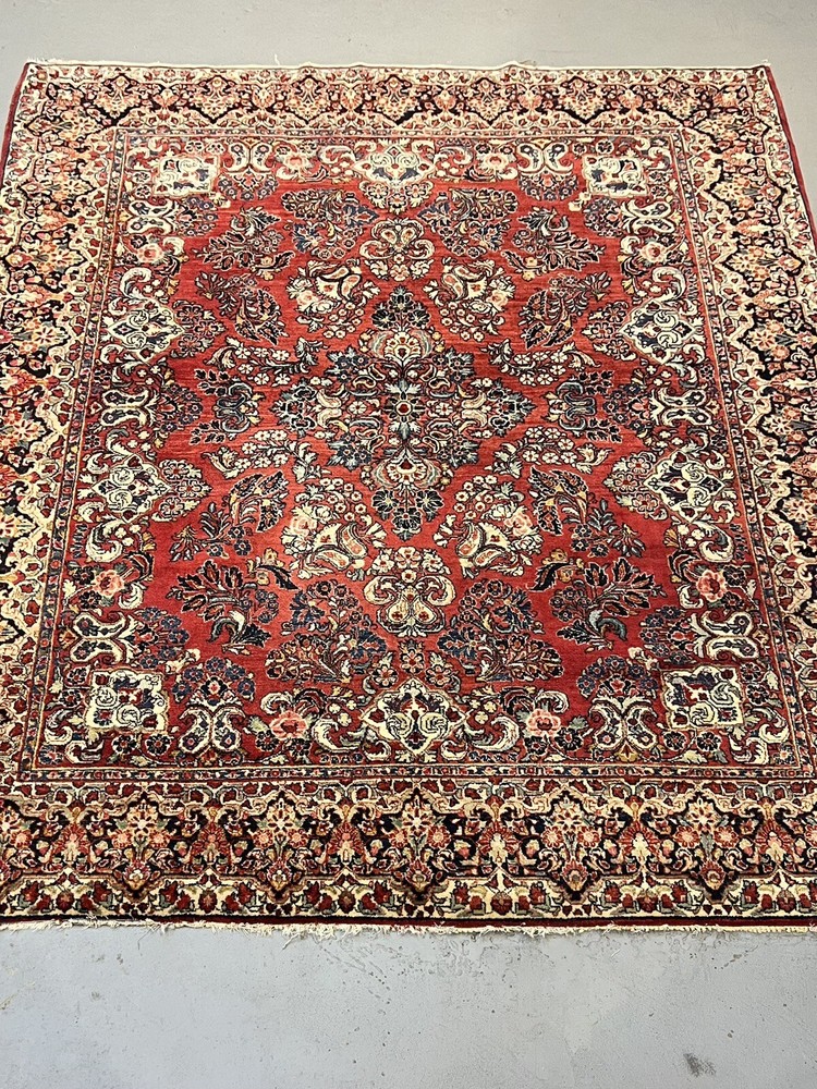 7.11 X 10 Antique vintage Sarouk Circa 1920 estate rug. Professionally Washed