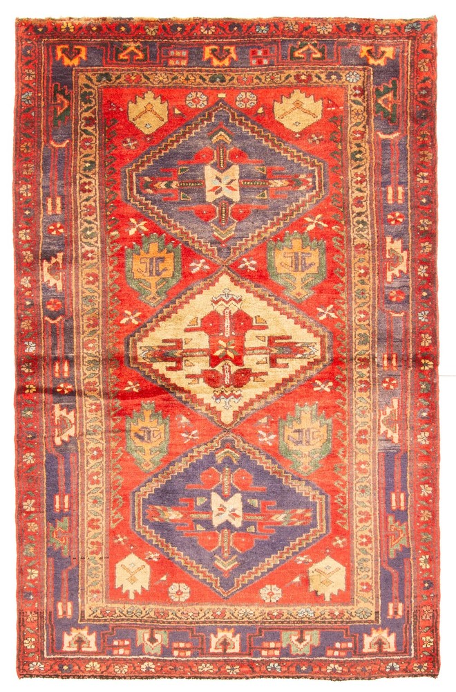 Vintage Traditional Hand-Knotted Area Rug 4'3" x 6'8" Oriental Wool Carpet